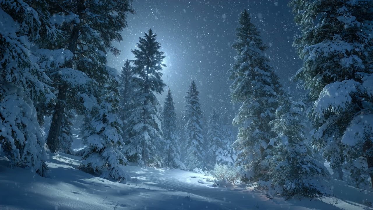 Relaxing Soft Cello Music ❄️ Winter Forest at Night | Falling Snow & Forest Sounds (No Ads)