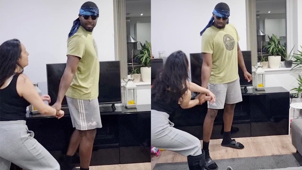 Woman Tries Out Self-Defence Technique On Husband