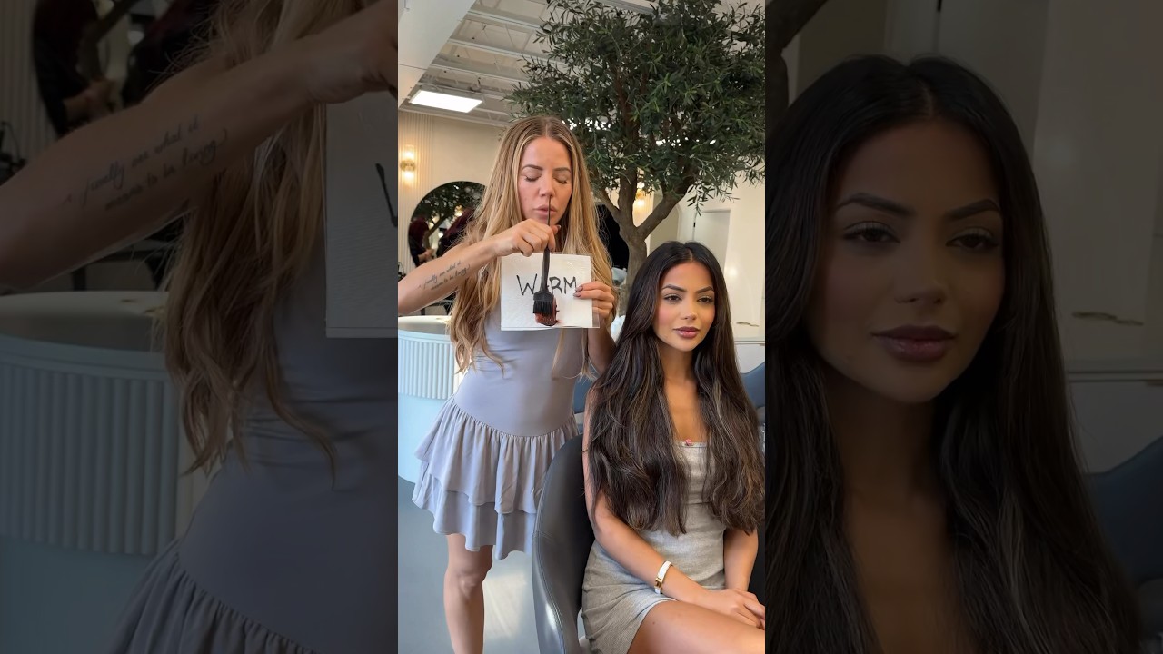 Brunette hair inspo. Cool brown vs warm the undertones matter. her brunette hair transformation