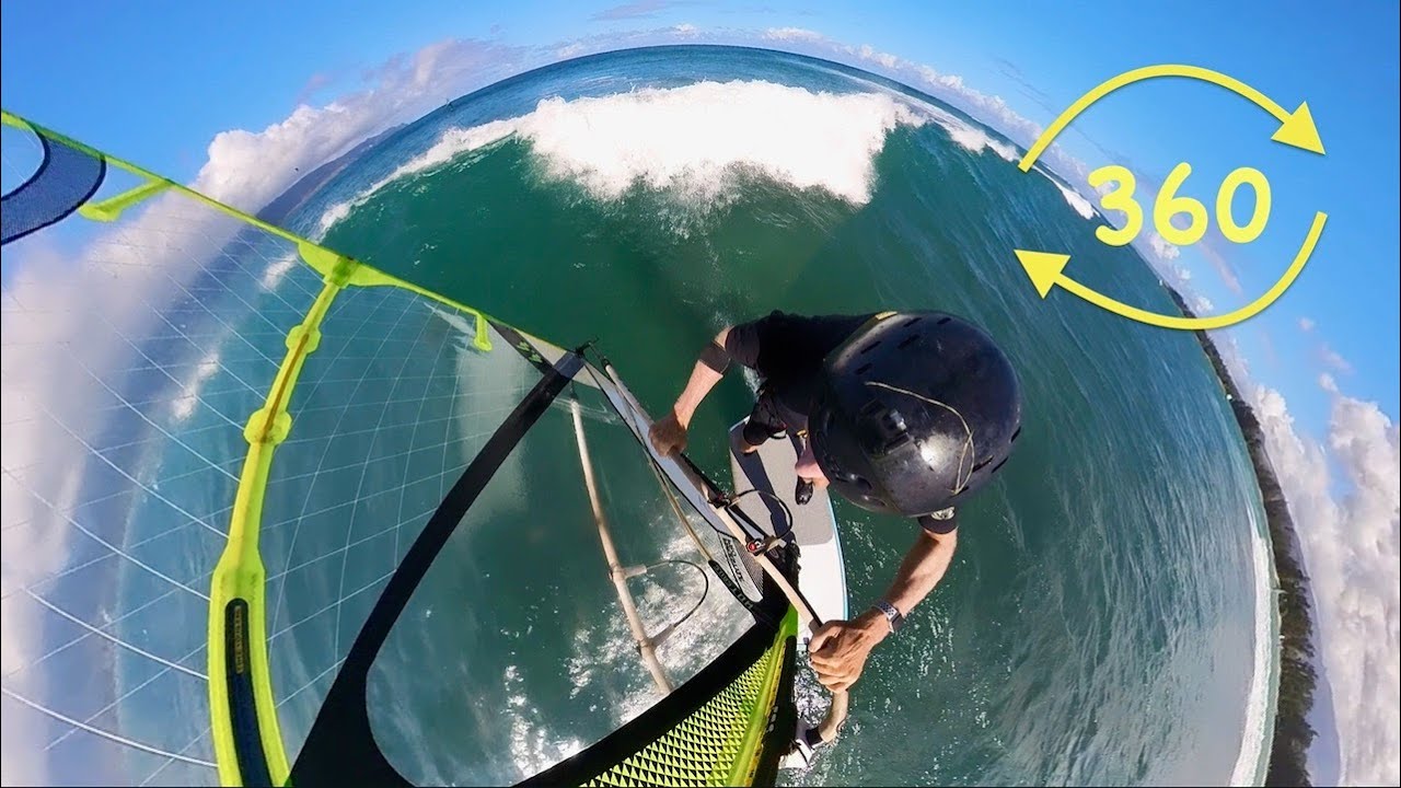 360 Degree View Ride along of Windfoiling Waves in Maui.