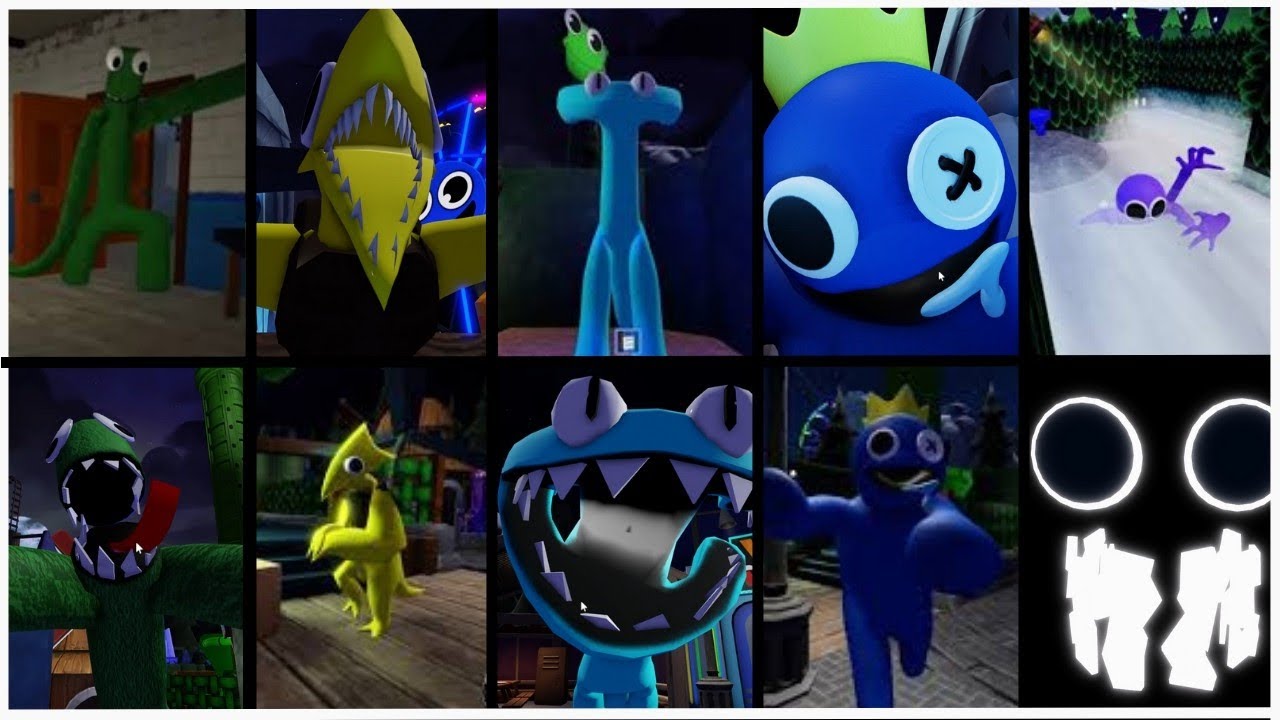Rainbow vs friends chapter 2 all jumpscare movements 💙 💚 💛 🩵 💜