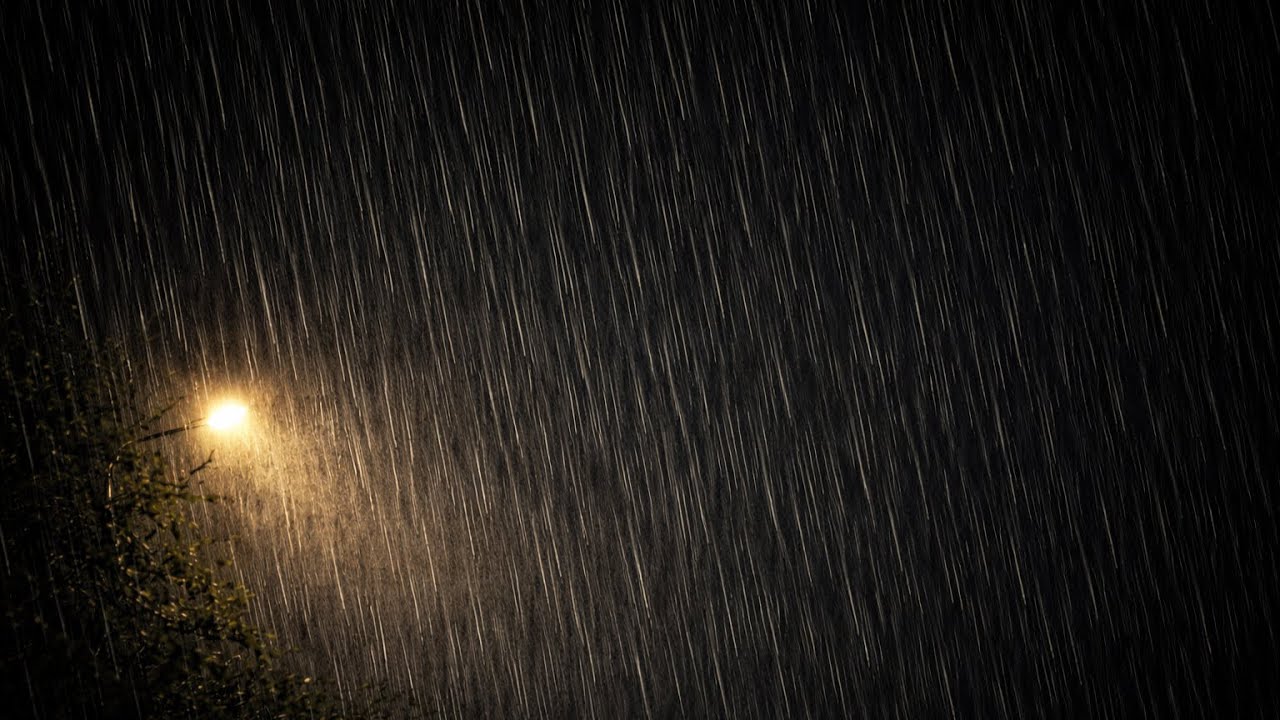 Dark Rain Sounds Under Streetlights | Deep Sleep, Relaxing (No Thunder • 10 Hours)