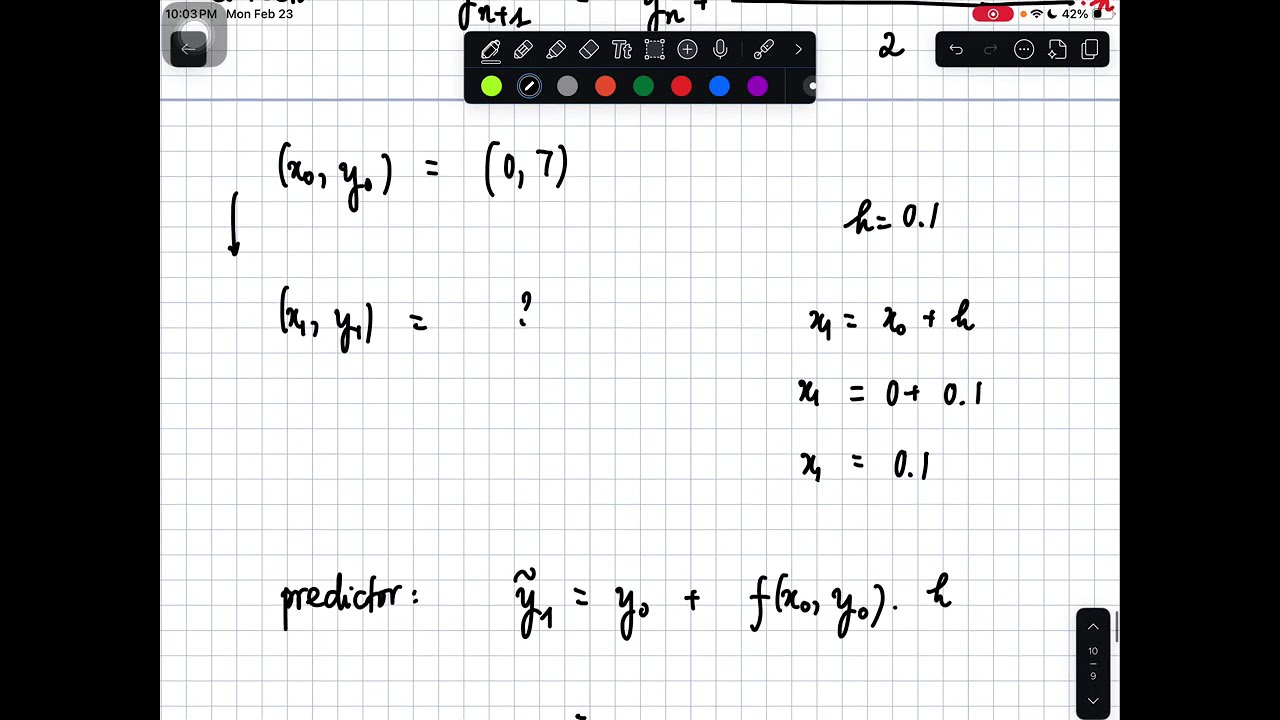 2.4. Apply the improved Euler method to approximate the solution on [0, 0.2] with step size h = 0.1