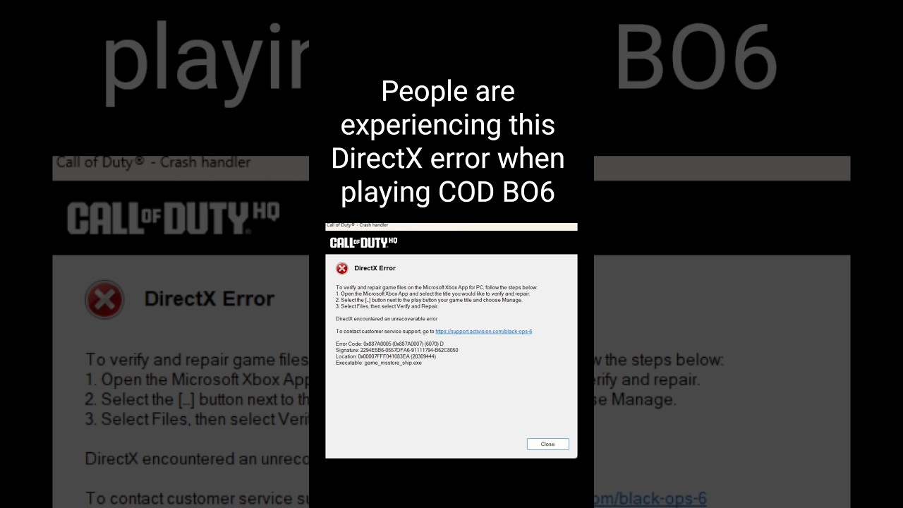 COD BO6 DirectX error