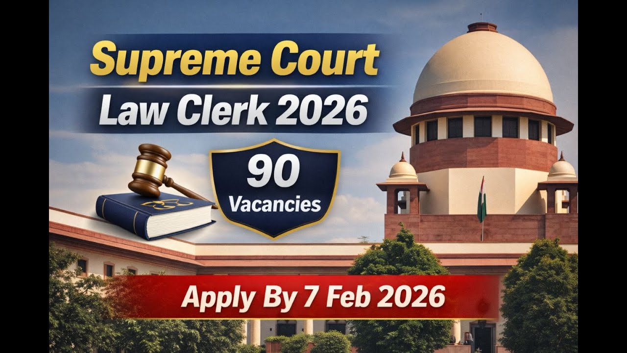 Supreme Court Law Clerk Recruitment 2026 📢 | 90 Vacancies | Law Graduates Govt Job 🔥 | Exam Date Out