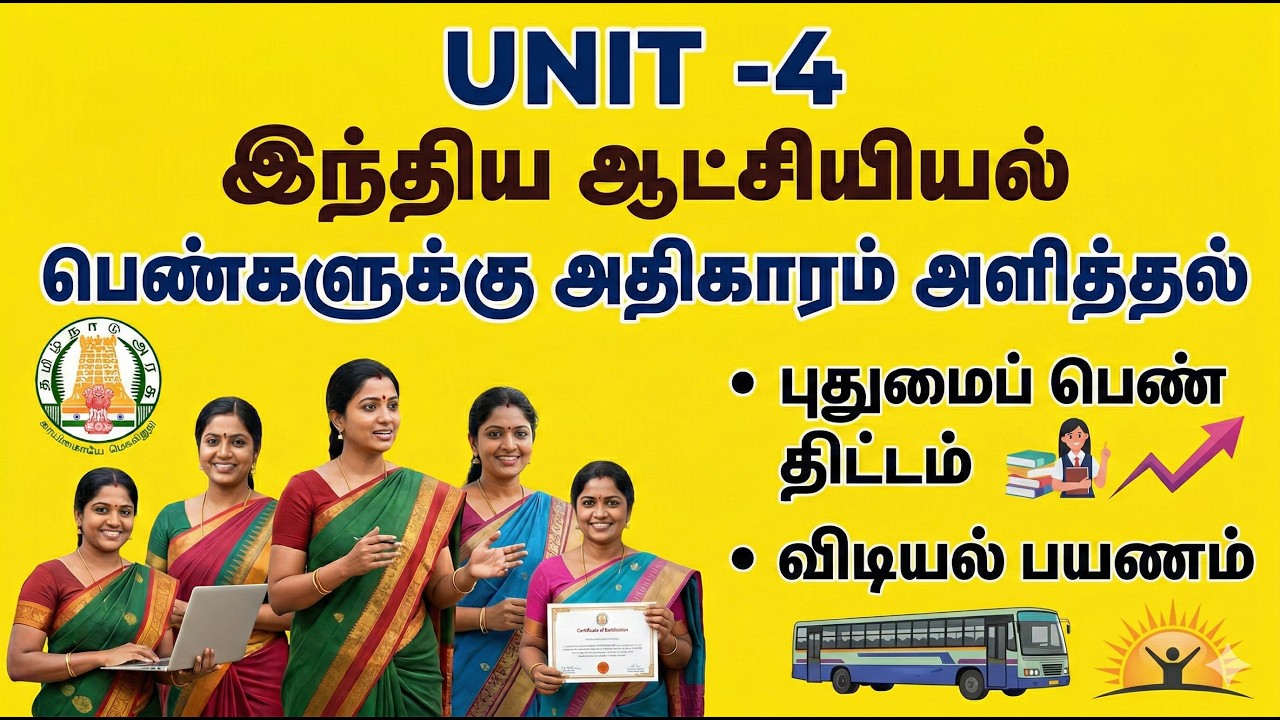 UNIT - 4 இந்திய ஆட்சியியல் | பெண்களுக்குஅதிகாரமளித்தல் வி2025-2026 POLICY NOTES