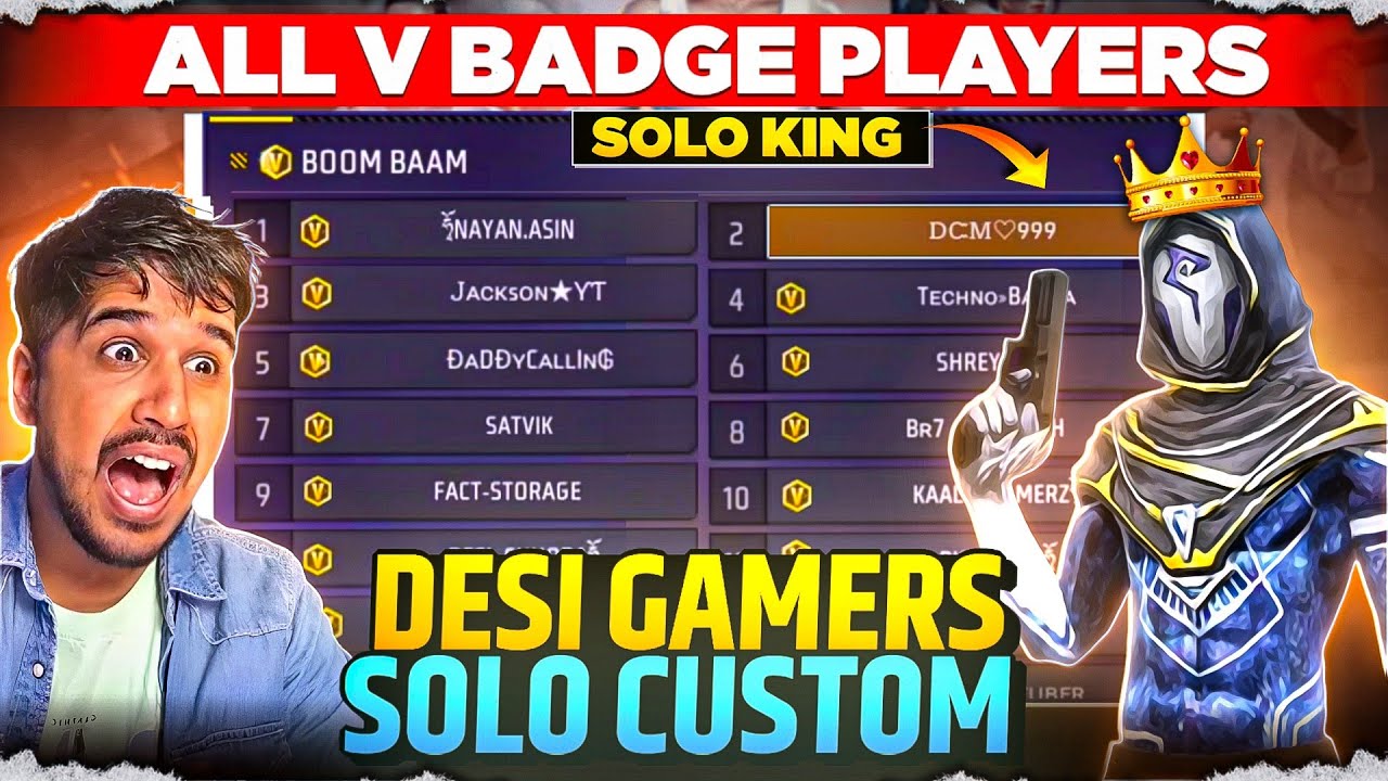 All V Badge Players VS Solo King 👑 | Desi Gamers Solo Custom Winner @DesiGamers_
