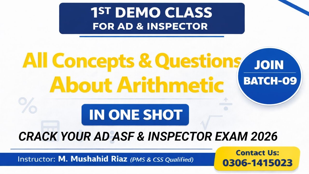 1st Demo Lecture on Arithmetic for AD & Inspector Basic to Advance|Score High with Smart Strategy
