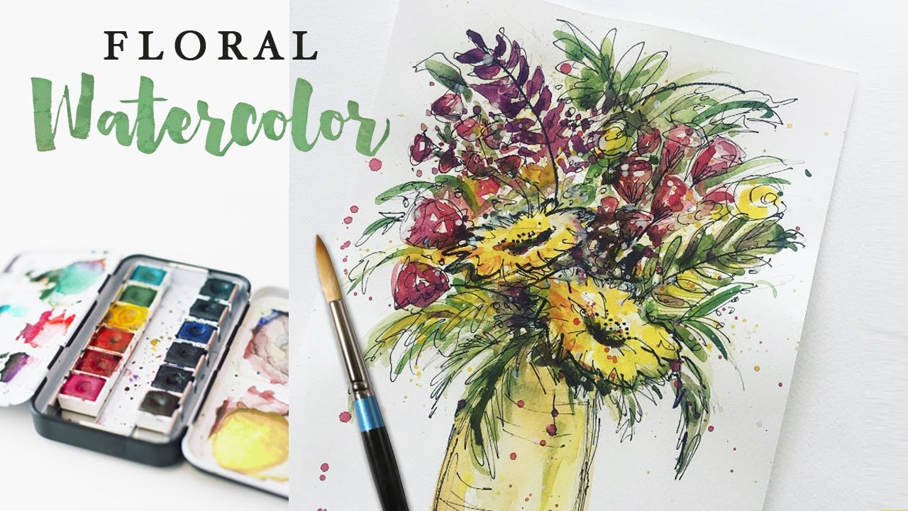 Watercolor Painting for Beginners, How I Paint Floral Bouquet Loose Style