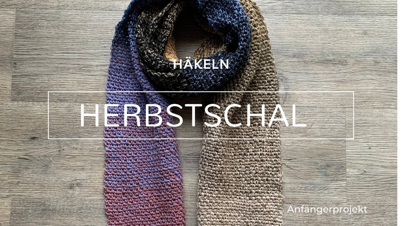 Herbstschal häkeln im Moss-Stitch