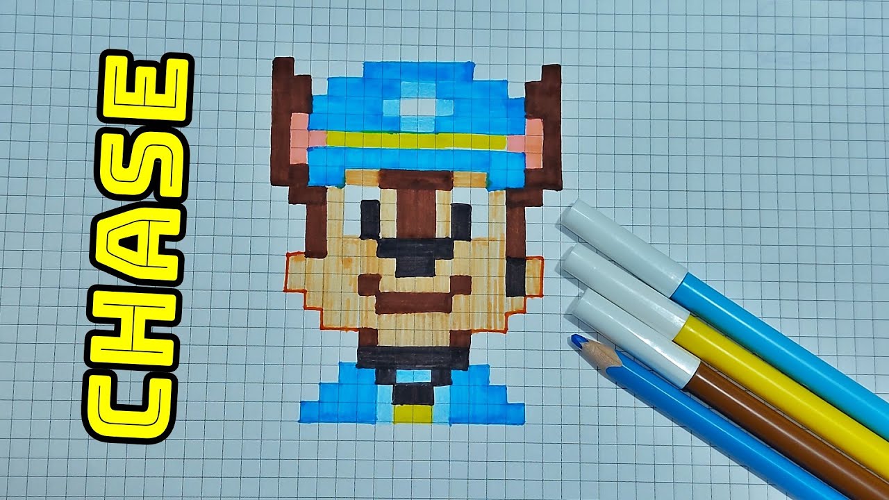 COMO Dibujar a Chase de PAW PATROL PIXELADO | Pixel Art Paso a Paso