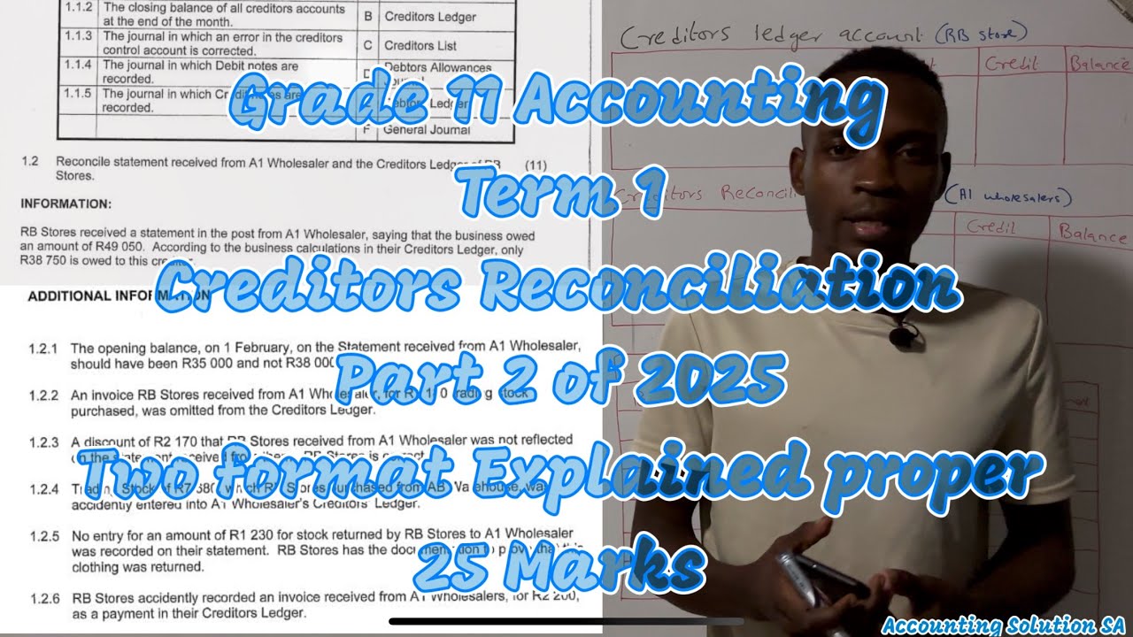Grade 11 Accounting Term 1 | Creditors Reconciliation Statement Part 2 | Paper 2 (25 Marks)