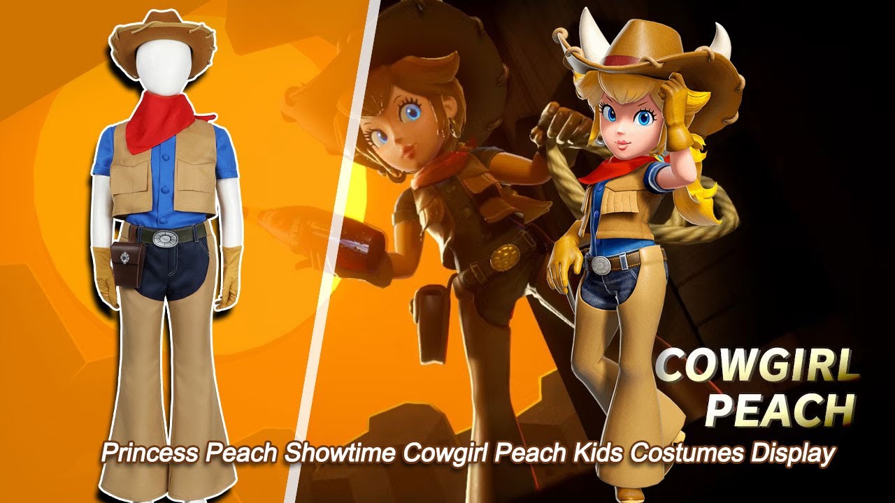 Princess Peach Showtime Cowgirl Peach Cosplay Costumes Display
