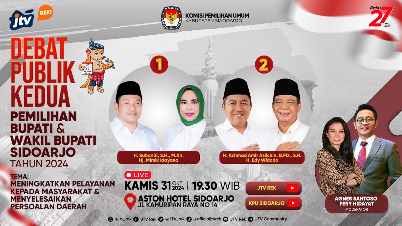 DEBAT PUBLIK KEDUA PEMILIHAN BUPATI & WAKIL BUPATI SIDOARJO TAHUN 2024 | JTV