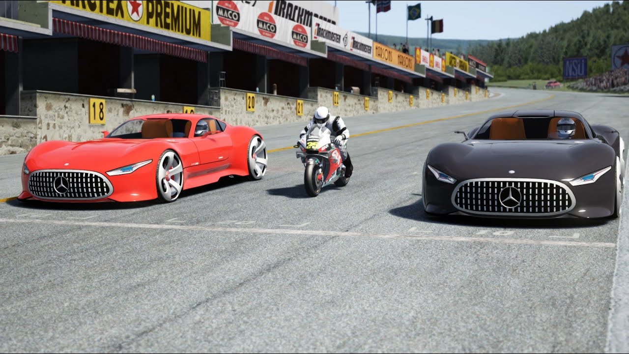 MotoGP '20 Honda RC213V vs Mercedes-AMG Vision GT at Old Spa
