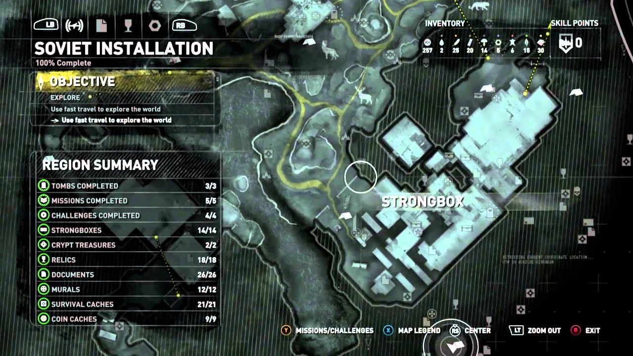 Rise of the Tomb Raider 100% Collectibles MAP ONLY - Soviet Installation 1080p