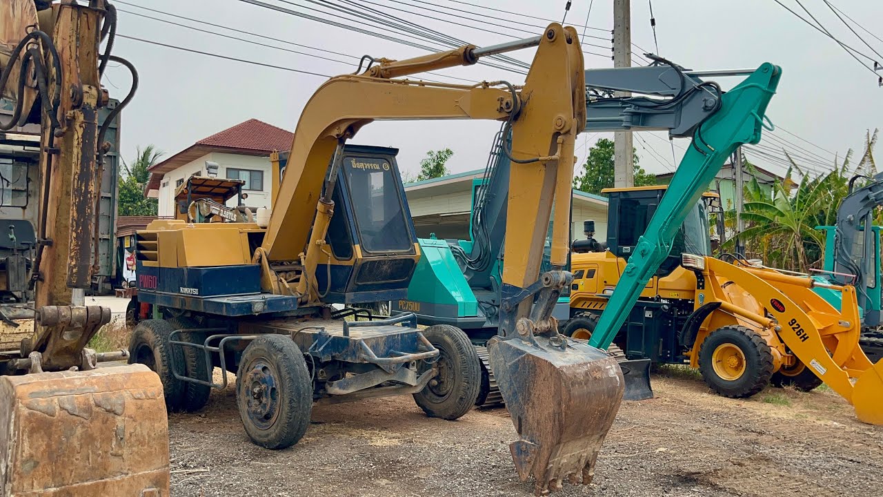 คันนี้ก็เท่เหมือนกัน รถแม็คโคร6ล้อ KOMATSU PW60-1 คุณปู่ล้อยางในตำนาน