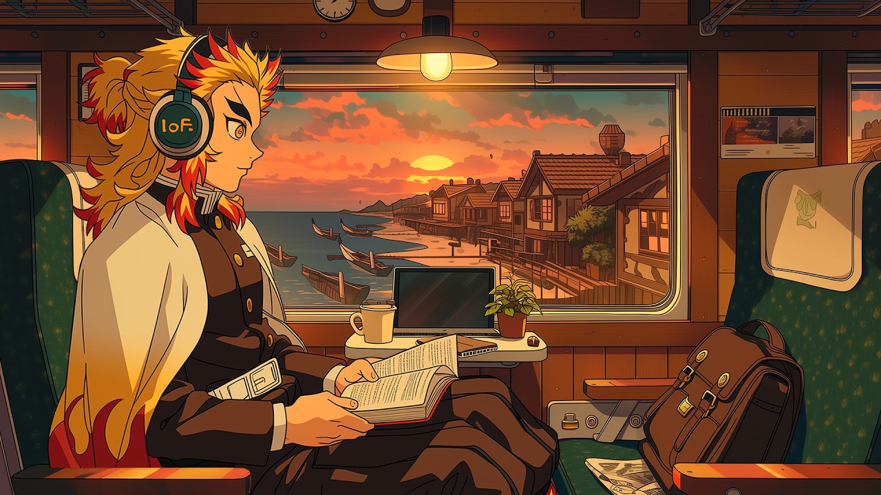 Sunset Train Ride ☕ Cozy Anime Lofi Vibes 🌅 Music to Study / Relax [LoFi Hip Hop]