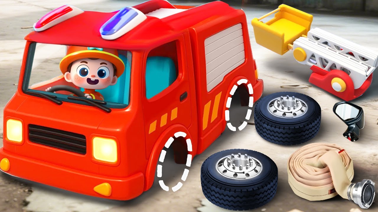 消防車を作ってみよう🚒 | はたらく車 | イエス！ネオ | 赤ちゃんが喜ぶ歌 | 童謡 | アニメ | 動画 | ベビーバス| BabyBus