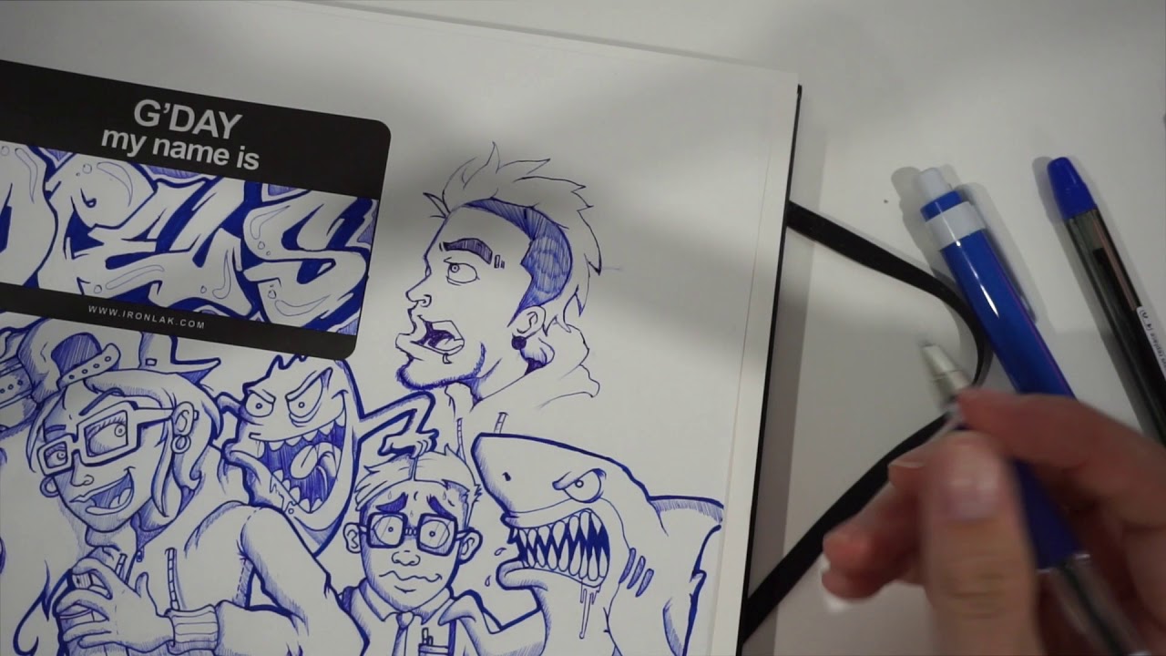 Freestyle Sketch with Blue Pen in my Sketchbook!
