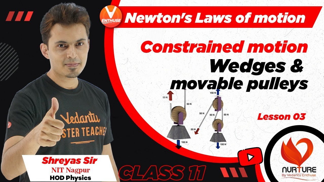 Newton's Laws Of Motion JEE L3| 𝐂𝐨𝐧𝐬𝐭𝐫𝐚𝐢𝐧𝐞𝐝 𝐌𝐨𝐭𝐢𝐨𝐧(𝐖𝐞𝐝𝐠𝐞𝐬 & 𝐌𝐨𝐯𝐚𝐛𝐥𝐞 𝐏𝐮𝐥𝐥𝐞𝐲𝐬)| JEE Physics | JEE 2023