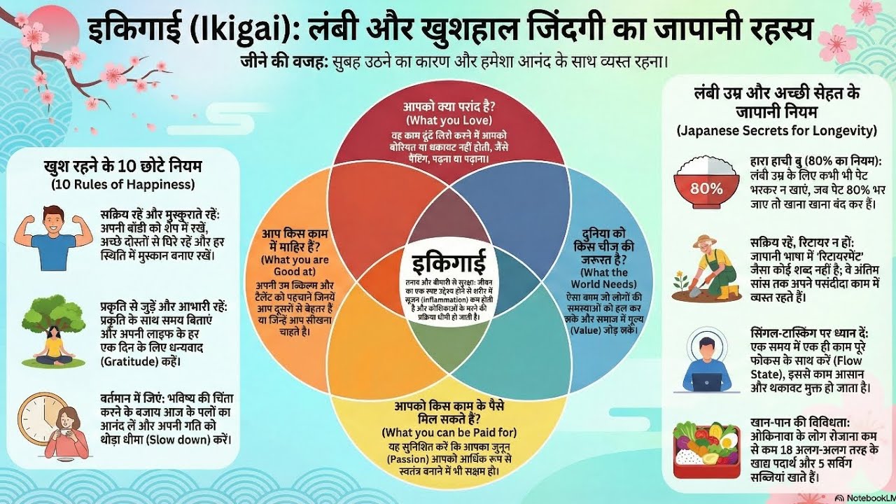 IKIGAI इकीगाई: खुशहाल और लंबी जिंदगी का जापानी रहस्य The Japanese Secret to a Long and Happy life