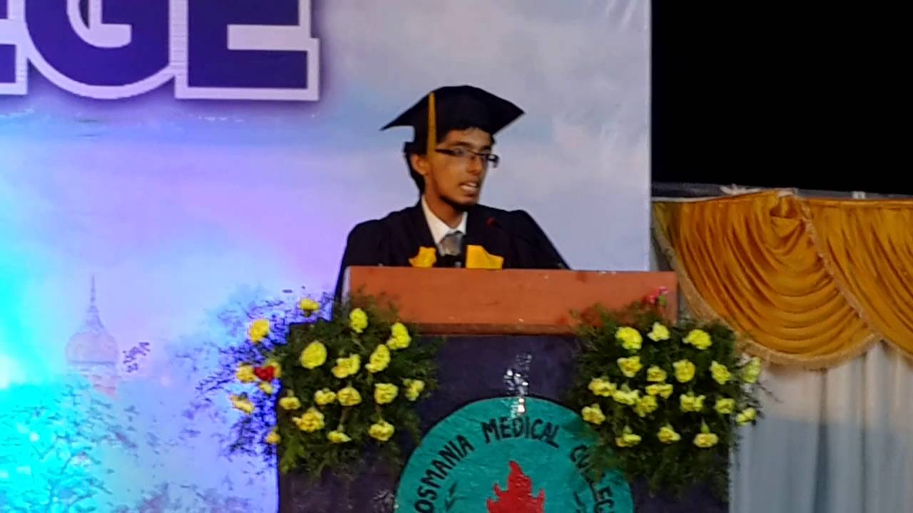 Dr. Syed Mustafa Hashmi MS Gen Surgery, -UPSC AIR 162 Convocation Speech at Osmania Medical College
