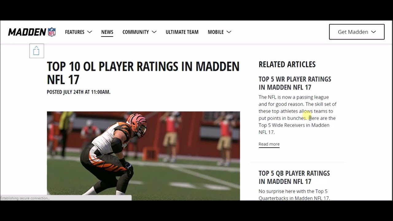 TOP 10 O-LINEMAN RATINGS IN MADDEN 17!
