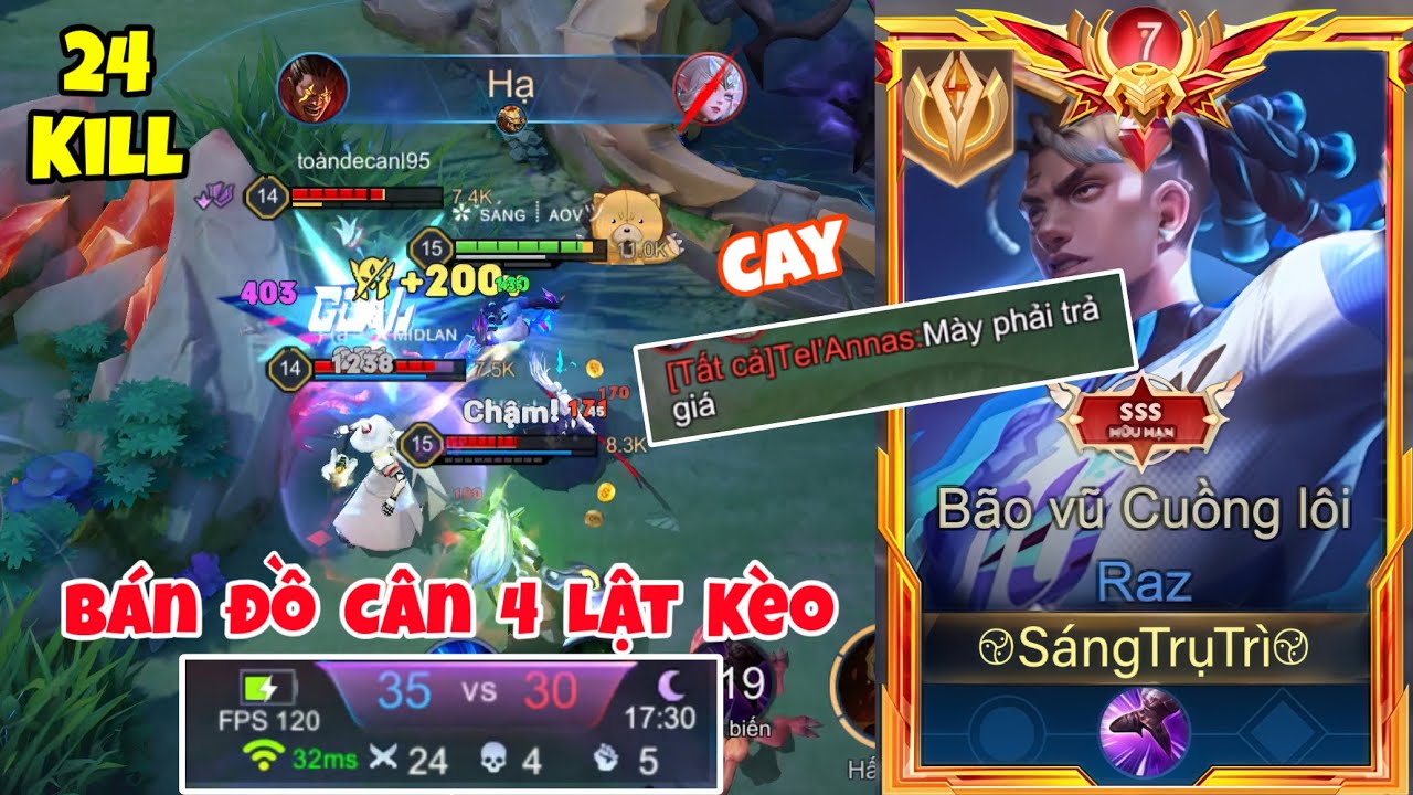 Đổi Đồ Cân 4 Cướp Caesar Lật Kèo 24 Kill Khi Team Combat Thiếu Người - Top Raz