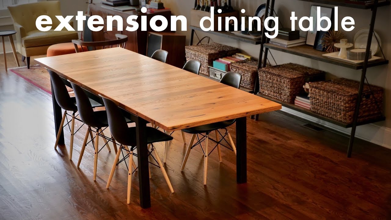 Reclaimed Oak Extension Dining Table // How To Build - Woodworking / Welding