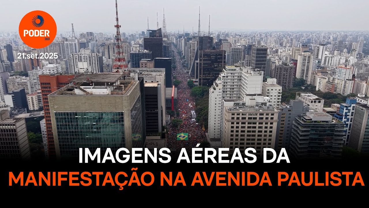 Imagens aéreas da manifestação na avenida Paulista