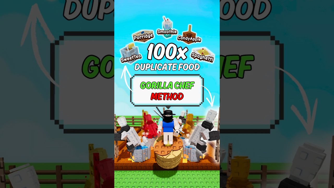 GORILLA CHEF DUPLICATES FOOD 100x! 🦍😱 (Grow a Garden) #growagarden #roblox
