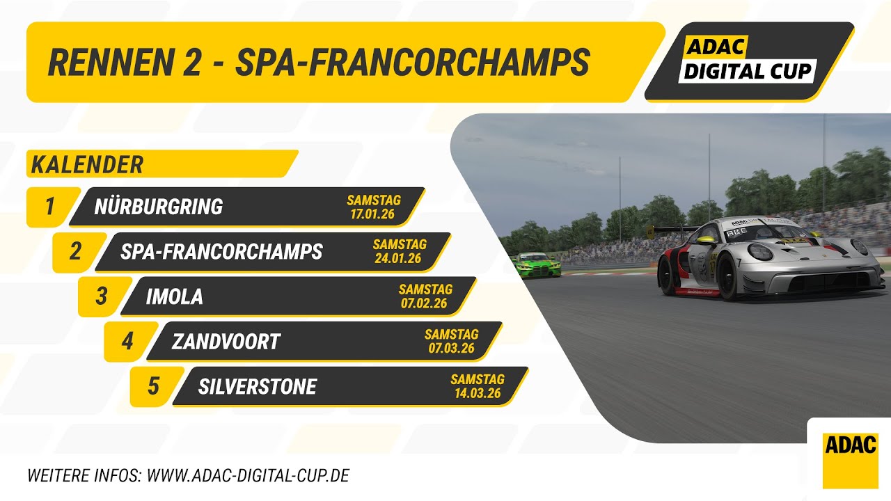 LIVE 🔴: ADAC Digital Cup 2026 - Round 02 | Circuit de Spa-Francorchamps