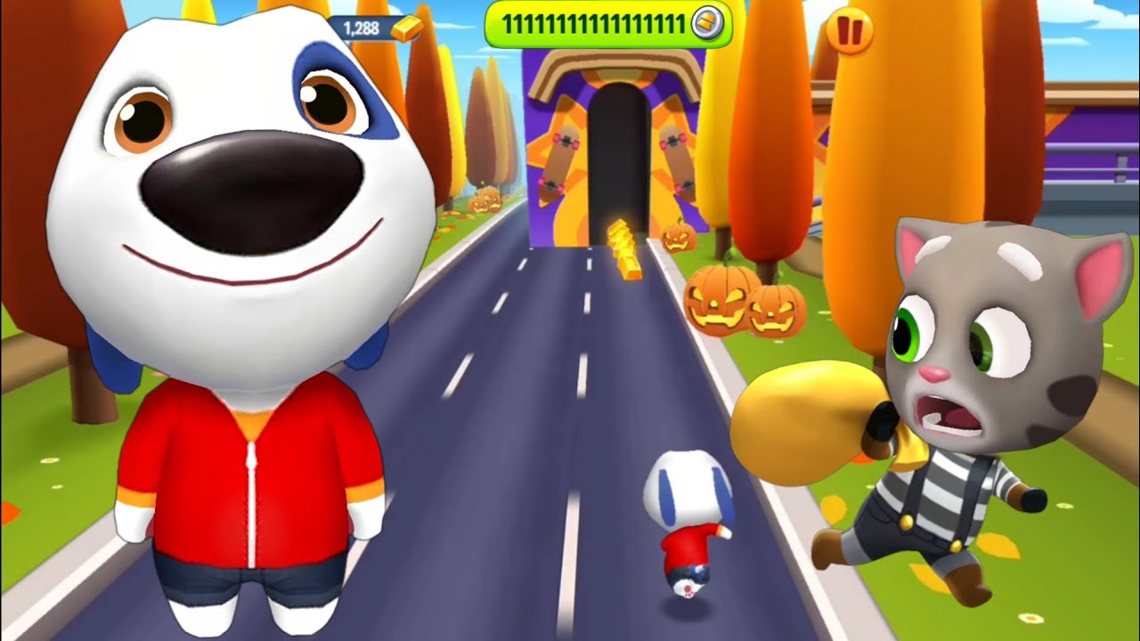 Talking Tom Gold Run Gameplay - My Talking Hank vs Halloween Raccoon Boss 2016