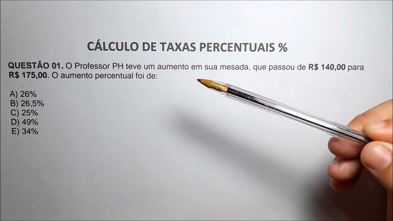 CÁLCULO DE TAXAS PERCENTUAIS % ( PORCENTAGEM 2 PROBLEMAS)
