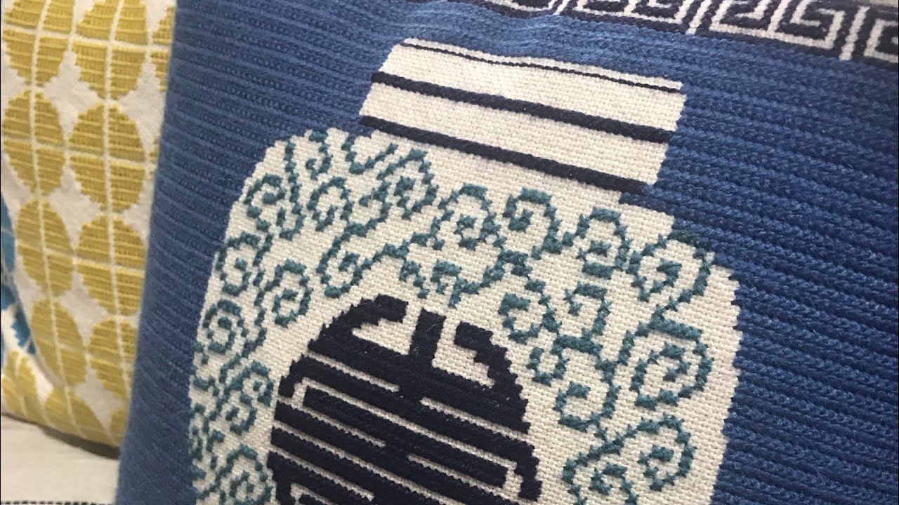 [刺繍のvlog]ツヴィスト・ソムクッションカバー／シノワズリー壺柄/ツヴィスト・ソムクロスステッチ#cross-stitch#手作り北欧雑貨#クロスステッチ ＃刺繍#手芸#お家時間