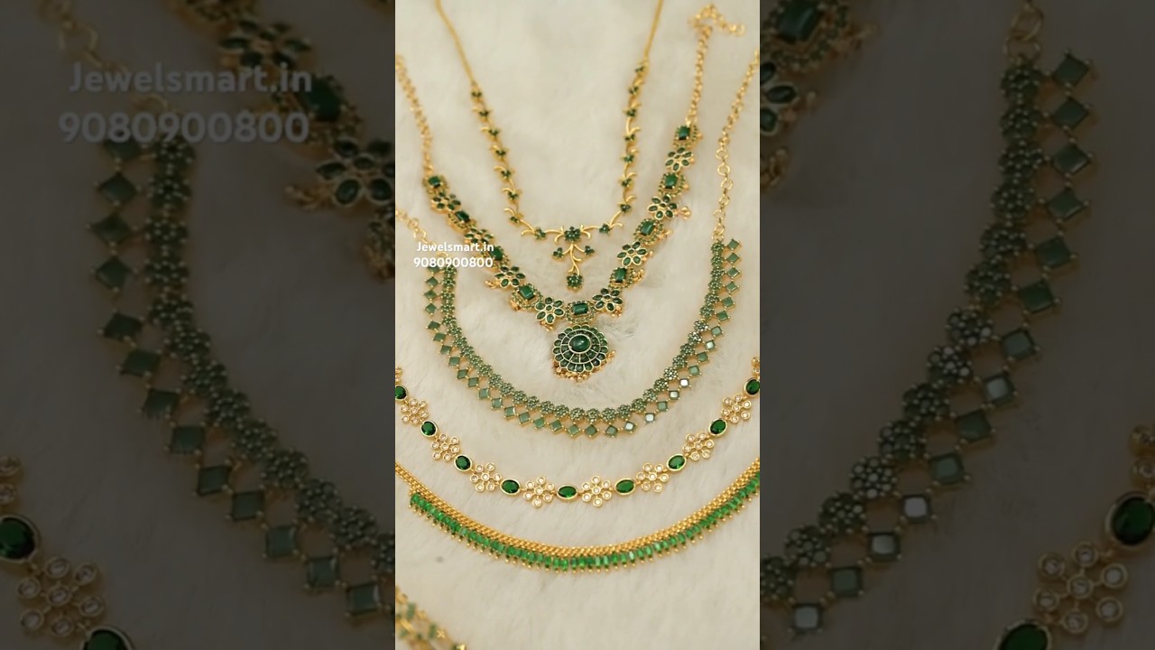 EMERALD ELEGANCE! Emerald Green Necklace Sets with Bangles | Gold Plated | Traditional Jewelry