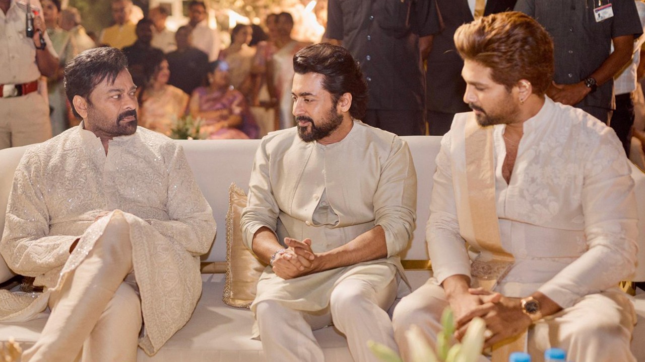 MegaStar Chiranjeevi Visuals With Suriya & Allu Arjun at Allu Sirish & Nayanika Wedding | Ram Charan