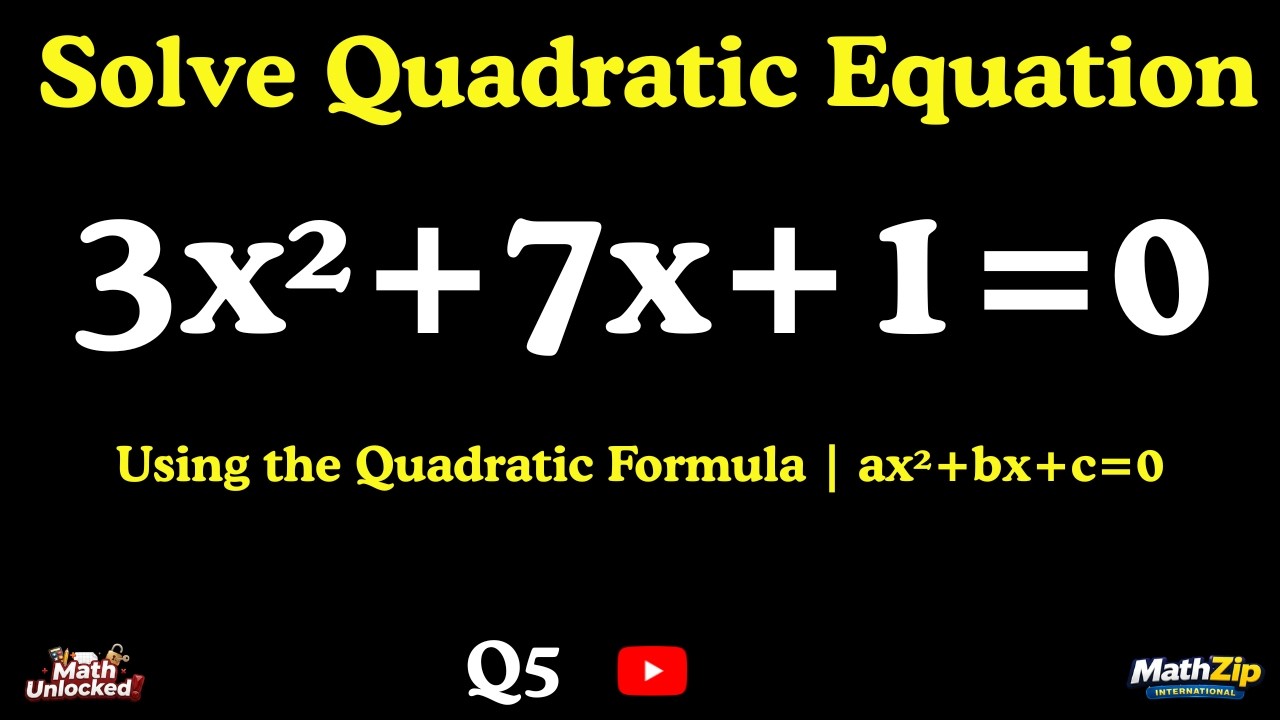 Can You Solve This? | 3x&sup2;+7x+1  = 0 Using the Quadratic Formula