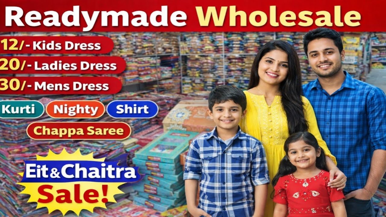 Cheapest Readymade Wholesale | 12₹ Kids 20₹ Ladies | 30₹ Mens Dress Kurti Nighty Shirt Chappa Saree