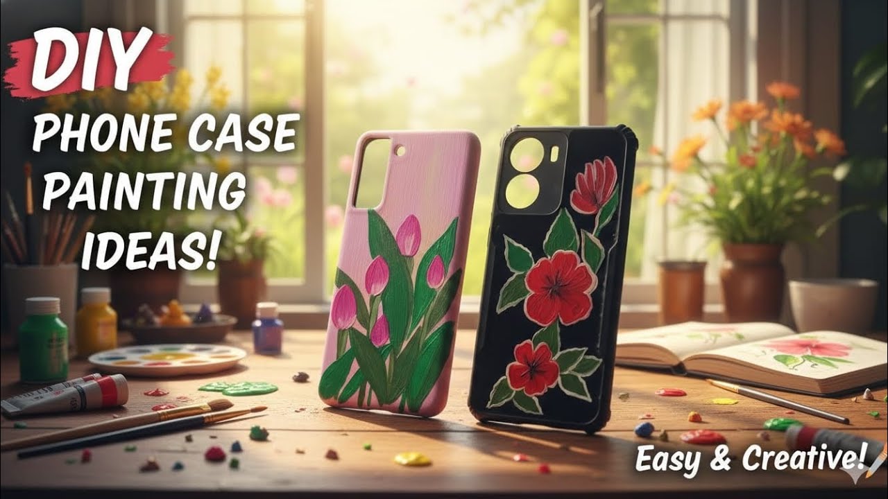 Transform your simple phone case into a beautifulart !🎨Easy  painting ideas anyone can try at home🏡 
