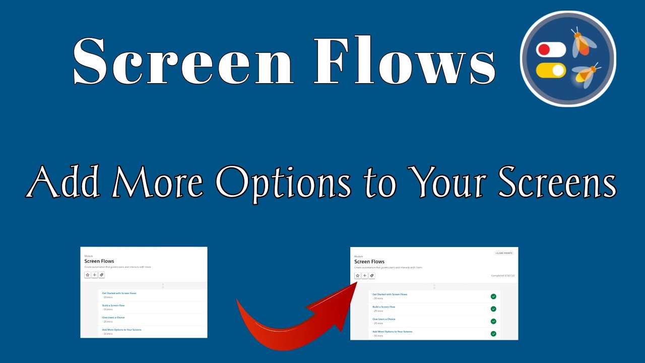 Screen flows|Add More Options to your screens|Salesforce|Trailhead