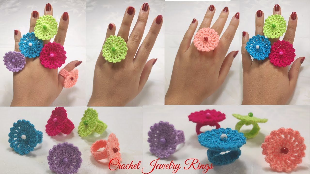 HOW TO CROCHET A JEWELRY RING WITH A CROCHET FLOWER MOTIF? | CROCHET JEWELRY RING EASY PATTERN | DIY