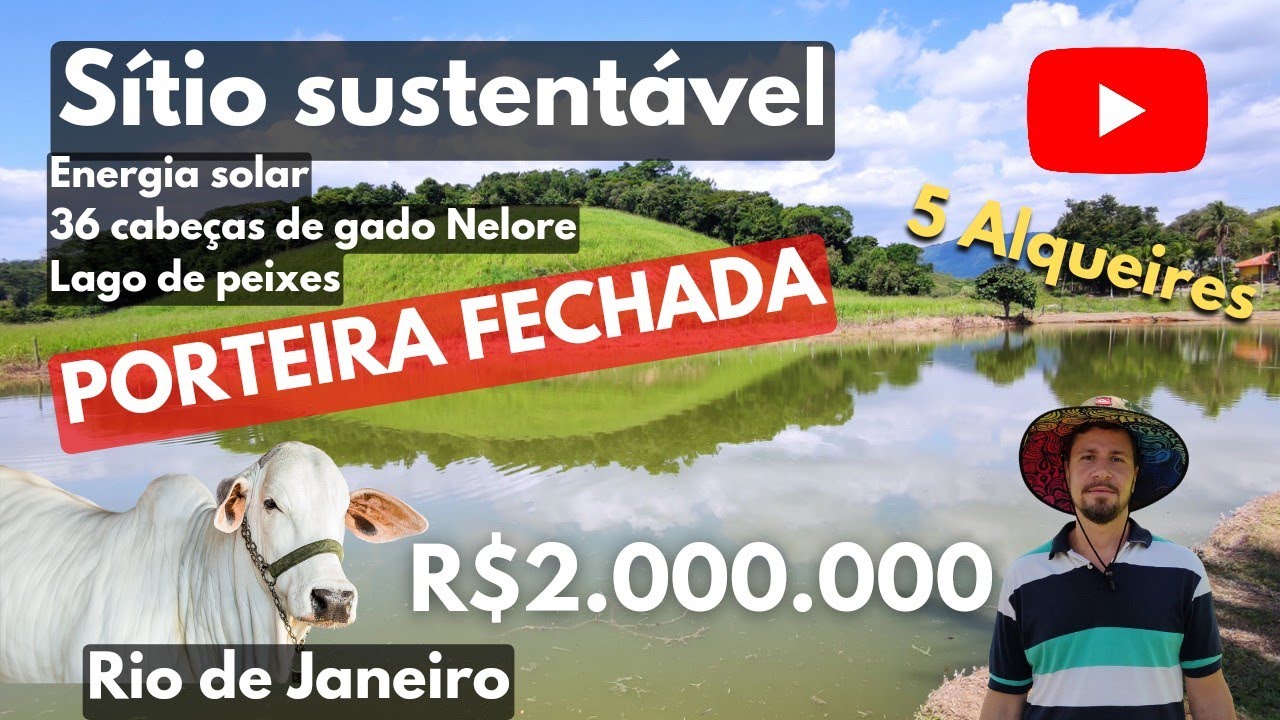 VENDIDO LINDO SITIO À VENDA Porteira Fechada, Sustentável, energia solar, 36 cabeças de gado nelore