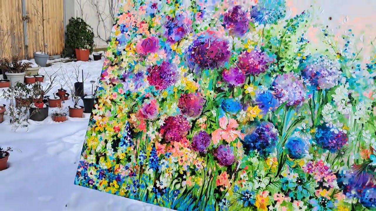 Spring Garden Flower Field- #springvibes #flowerpainting #artisticexpression #springflowers #arte 