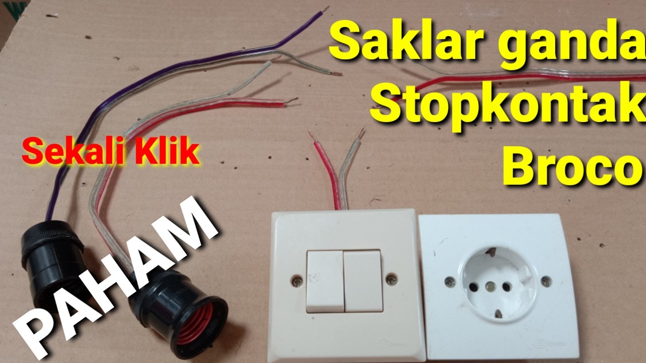 CARA Pasang Saklar Ganda dan Stopkontak Broco 2 lampu# Tutorial Listrik.