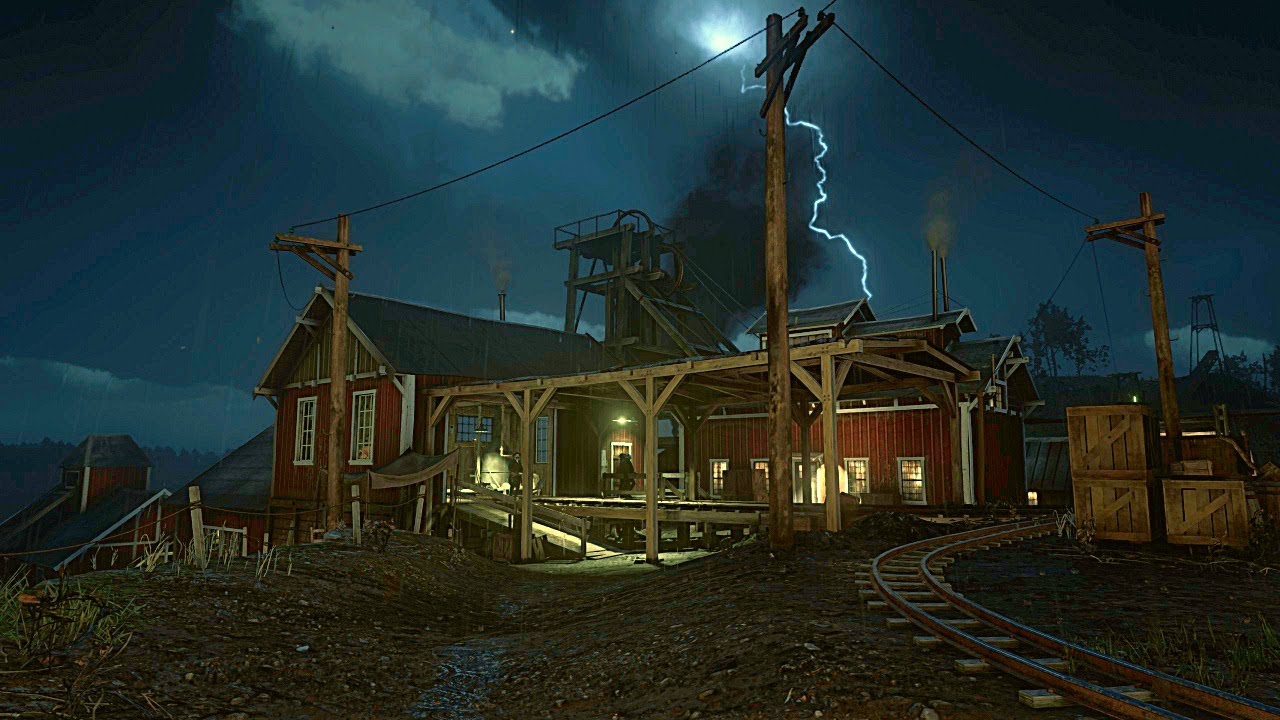 10 Hours Annesburg Mining Town Storm | RDR2 Night Ambience
