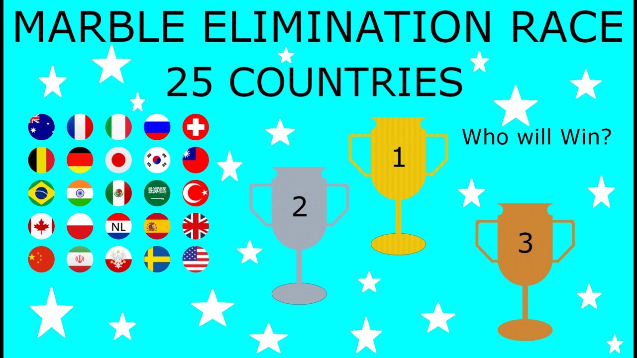 25 Countries Elimination Marble Race#1 in Algodoo \ The Marble Race Countryballs