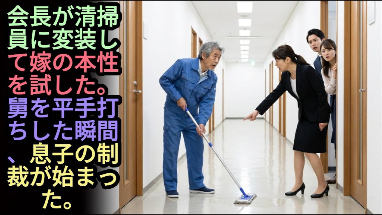 会長が清掃員に変装して嫁の本性を試した。舅を平手打ちした瞬間、息子の制裁が始まった。 #泣ける話 #感動ストーリー