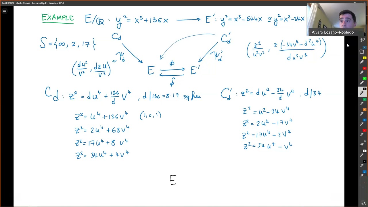 Elliptic Curves - Lecture 28c - An example of descent via 2-isogeny
